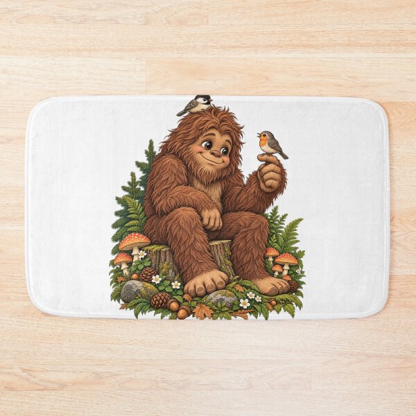 Item preview, Gentle Bigfoot and Forest Songbirds Illustration designed and sold by ZayCreates.