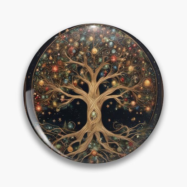 Item preview, Vintage Celestial Christmas Tree of Life Card Art designed and sold by pinkal.