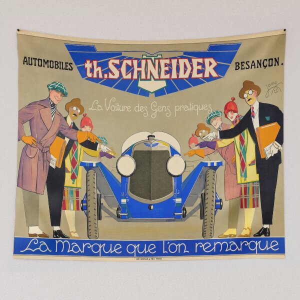 Item preview, Vintage French Car Poster, Th. Schneider Automobiles Besançon, Art Deco Automotive Wall Art designed and sold by RickE.