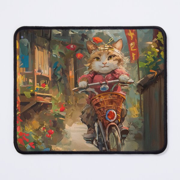 Item preview, Cute Japanese Cat Riding Bicycle designed and sold by loirestore.