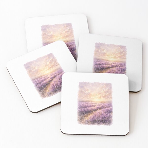 Item preview, Lavender Field at Golden Hour | Impressionist Landscape designed and sold by PawsAndpetalstudio.