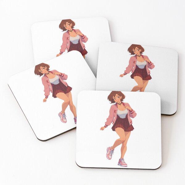 Item preview, Retro Varsity Girl Pin Up – 80s Anime Preppy Fashion designed and sold by  Hollow Moon Studios..