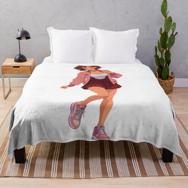Item preview, Retro Varsity Girl Pin Up – 80s Anime Preppy Fashion designed and sold by  Hollow Moon Studios..