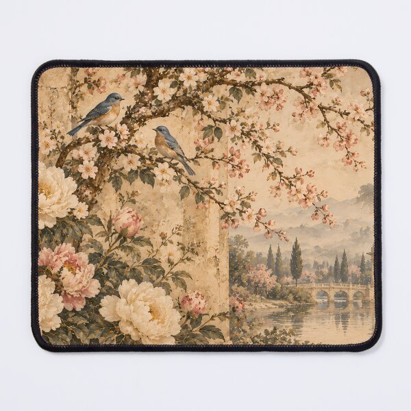 Item preview, Vintage Botanical Peonies and Bluebirds Watercolour Garden designed and sold by Jozefin's Studio.