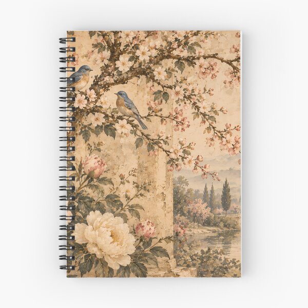 Item preview, Vintage Botanical Peonies and Bluebirds Watercolour Garden designed and sold by Jozefin's Studio.