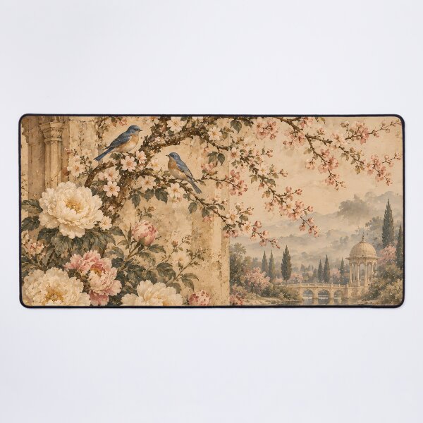 Item preview, Vintage Botanical Peonies and Bluebirds Watercolour Garden designed and sold by Jozefin's Studio.
