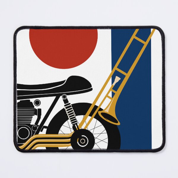 Item preview, Bauhaus Motorcycle & Trombone Art | Minimalist Jazz Garage Print | Mid-Century Modern Print designed and sold by Studio pod Burom.