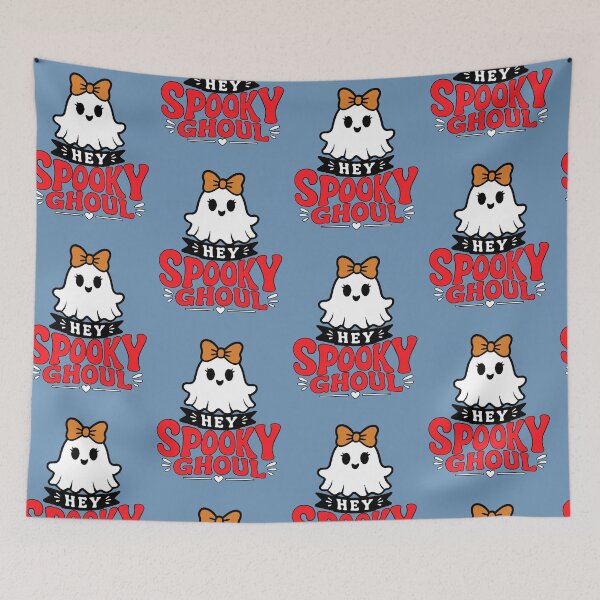 Item preview, Hey Spooky Ghoul Kawaii Ghost with Orange Bow Halloween designed and sold by AstronautMerch.