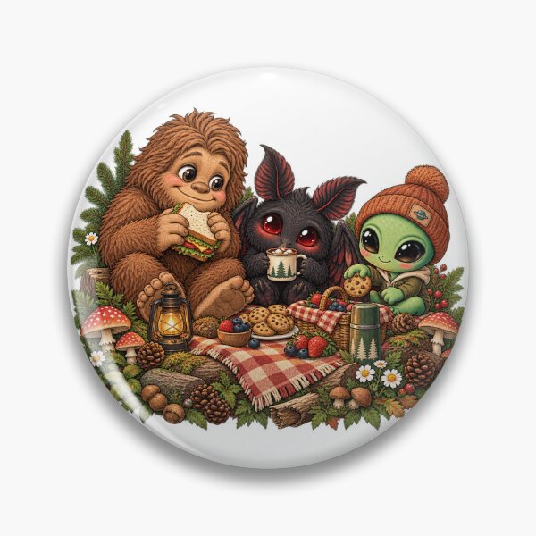 Item preview, Cute Cryptid Forest Feast: Bigfoot, Mothman & Little Alien designed and sold by ZayCreates.