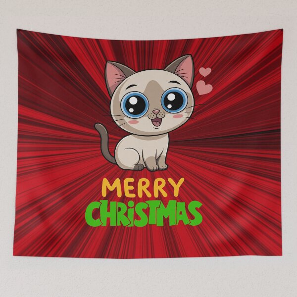 Item preview, Cute Siamese Cat Merry Christmas Holiday Art designed and sold by stormk10.