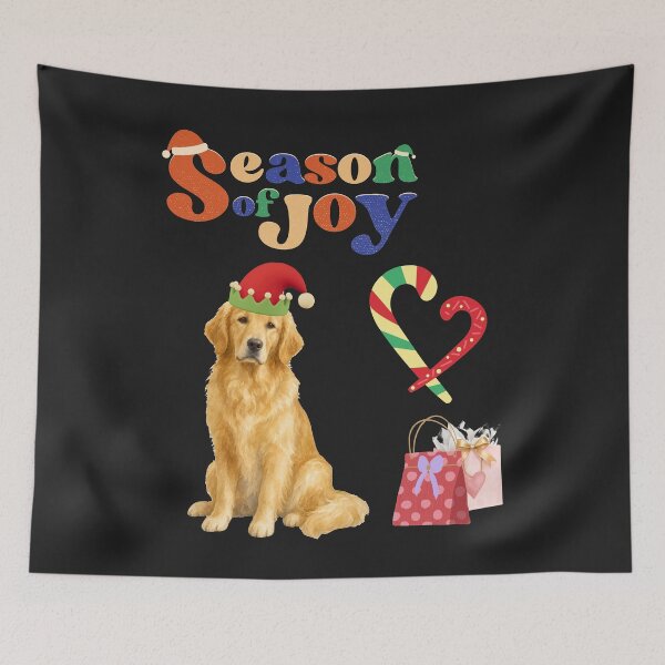 Item preview, Season of Joy – Cute Golden Retriever Christmas Dog Retro Holiday Art designed and sold by Evelashop.
