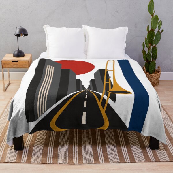 Item preview, Bauhaus City & Trombone Art | Minimalist Urban Jazz Print | Mid-Century Modern Print designed and sold by Studio pod Burom.