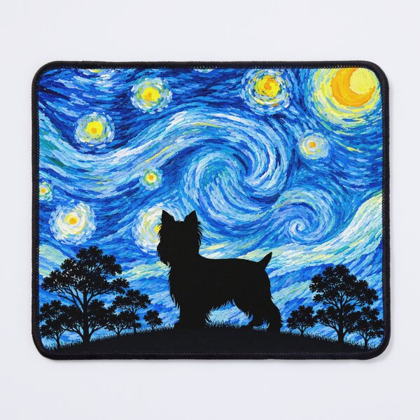 Item preview, Funny Yorkshire Dog Starry Night Painting Moon Star Mom Dad Kids designed and sold by FurryHavenPH.