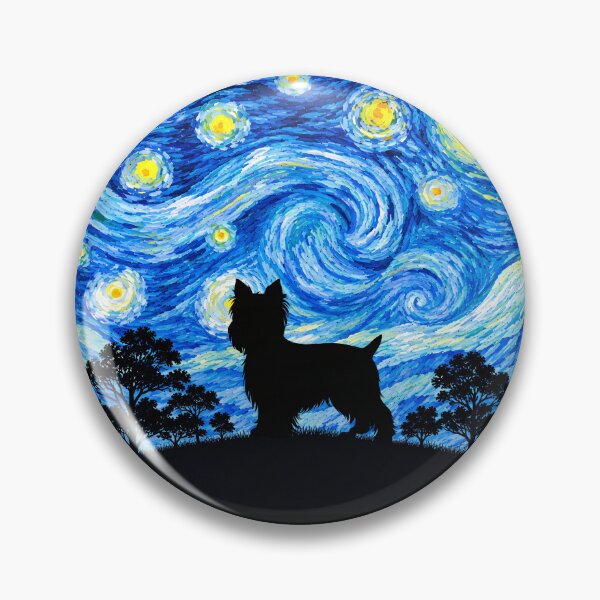 Item preview, Funny Yorkshire Dog Starry Night Painting Moon Star Mom Dad Kids designed and sold by FurryHavenPH.