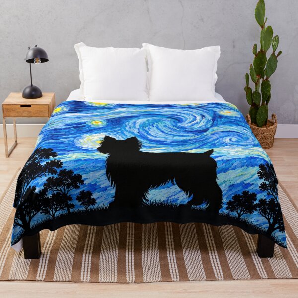 Item preview, Funny Yorkshire Dog Starry Night Painting Moon Star Mom Dad Kids designed and sold by FurryHavenPH.
