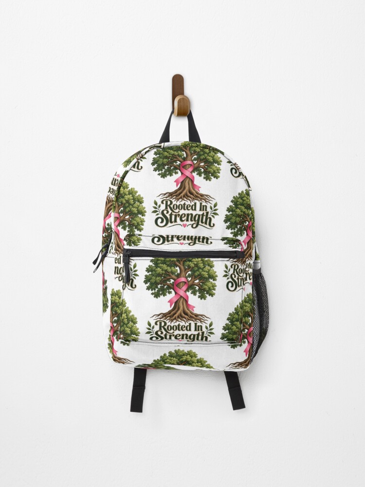 Thumbnail 1 of 3, Backpack, Rooted In Strength Oak Tree Ribbon Cancer Support designed and sold by UniversPlant.