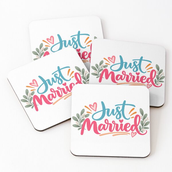 Item preview, Cute Just Married Floral Wedding Typography Design designed and sold by Nicha Studio.