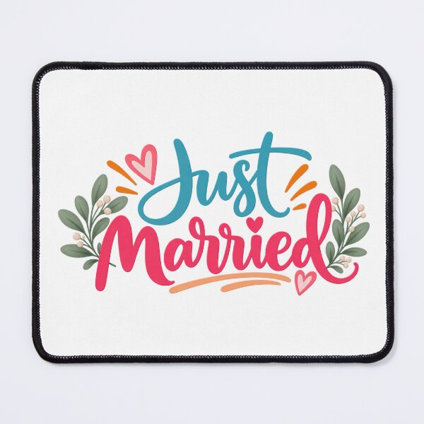 Item preview, Cute Just Married Floral Wedding Typography Design designed and sold by Nicha Studio.