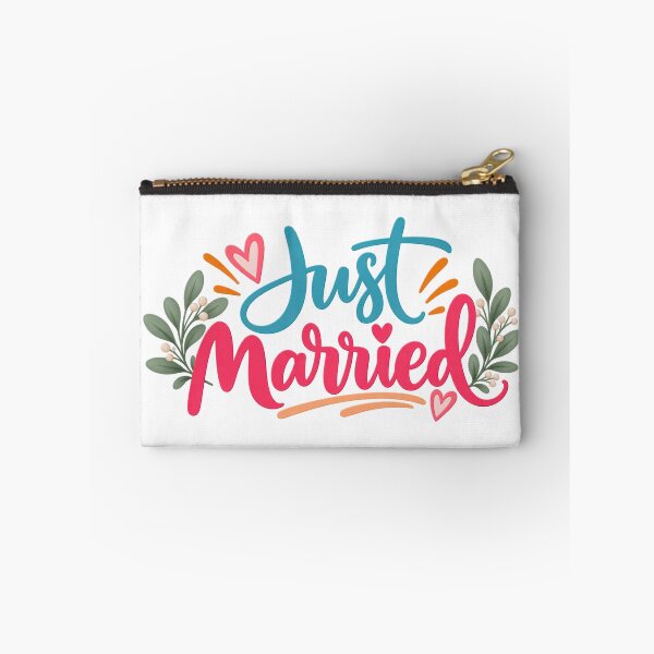Item preview, Cute Just Married Floral Wedding Typography Design designed and sold by Nicha Studio.