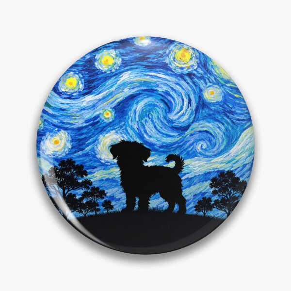 Item preview, Funny Yorkiepoo Dog Starry Night Painting Moon Star Mom Dad Kids designed and sold by FurryHavenPH.