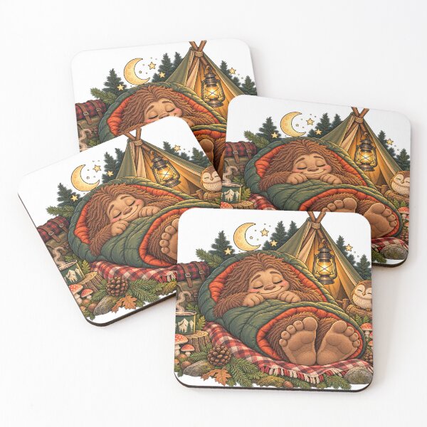Item preview, Cozy Campout Bigfoot – Cute Sleeping Sasquatch Illustration designed and sold by ZayCreates.