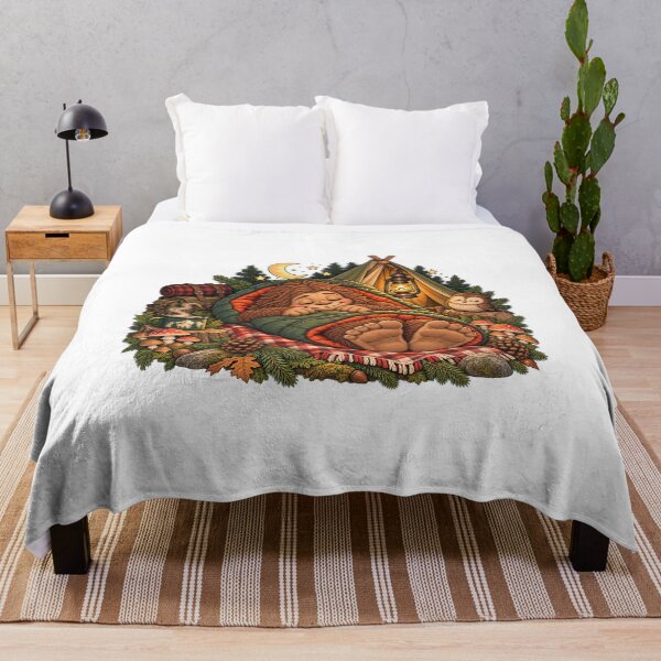 Item preview, Cozy Campout Bigfoot – Cute Sleeping Sasquatch Illustration designed and sold by ZayCreates.
