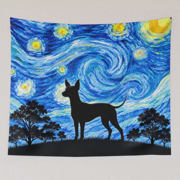 Item preview, Funny Xoloitzcuintli Xolo Dog Starry Night Painting Moon Star Mom Dad Kids designed and sold by FurryHavenPH.