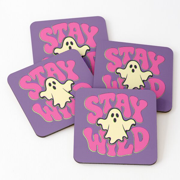 Item preview, Stay Wild Ghost Halloween Retro Pink Groovy designed and sold by AstronautMerch.