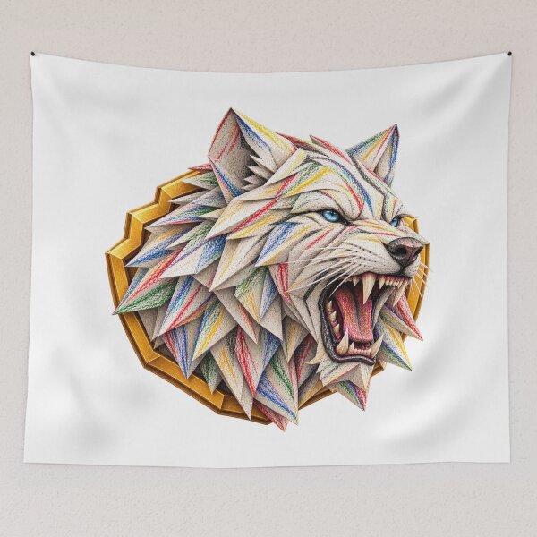 Item preview, White Tiger Origami Art – Roaring Geometric Paper Tiger Head | PLUSHIWORLD designed and sold by PLUSHIWORLDtm.