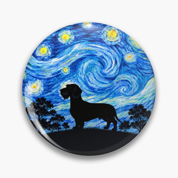 Item preview, Funny Wild-Boar Dachshund Dog Starry Night Painting Moon Star Mom Dad Kids designed and sold by FurryHavenPH.