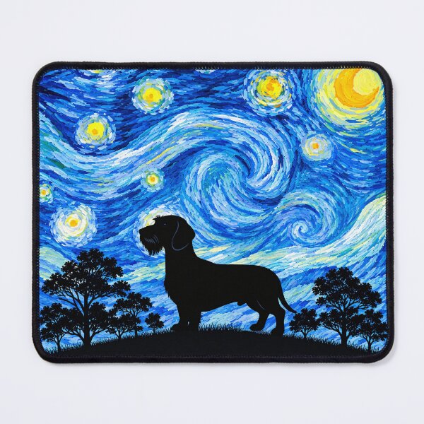 Item preview, Funny Wild-Boar Dachshund Dog Starry Night Painting Moon Star Mom Dad Kids designed and sold by FurryHavenPH.