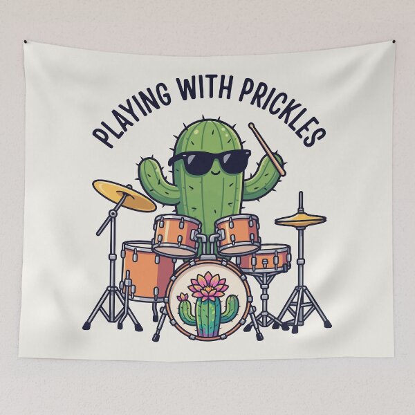 Item preview, Cool Cactus Drummer Playing With Prickles Band Music Rock designed and sold by Amir Faysal.
