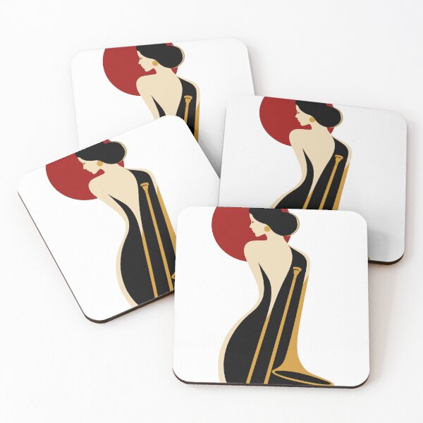 Item preview, Art Deco Trombone Lady – Minimalist Jazz Music Illustration designed and sold by Studio pod Burom.