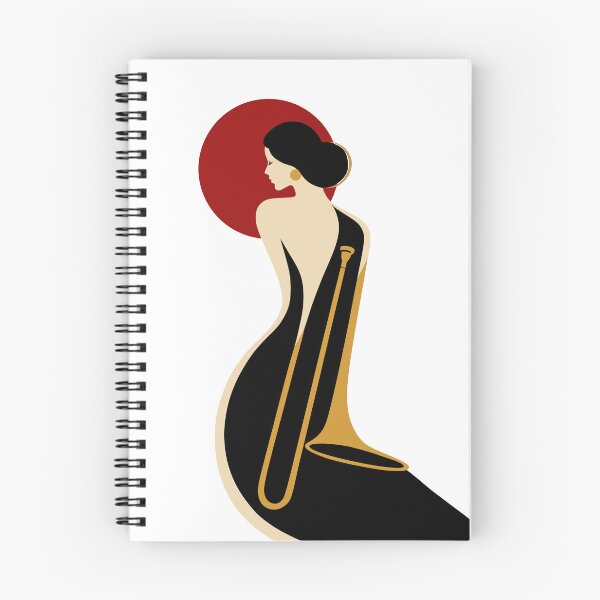 Item preview, Art Deco Trombone Lady – Minimalist Jazz Music Illustration designed and sold by Studio pod Burom.