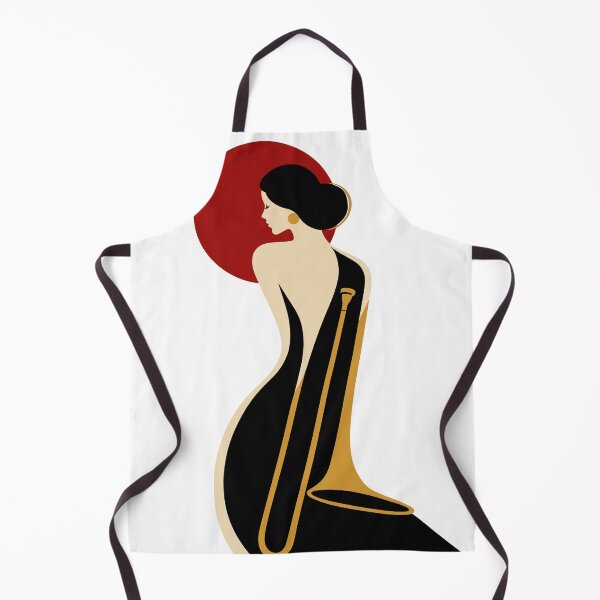Item preview, Art Deco Trombone Lady – Minimalist Jazz Music Illustration designed and sold by Studio pod Burom.