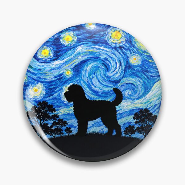 Item preview, Funny Whoodle Dog Starry Night Painting Moon Star Mom Dad Kids designed and sold by FurryHavenPH.