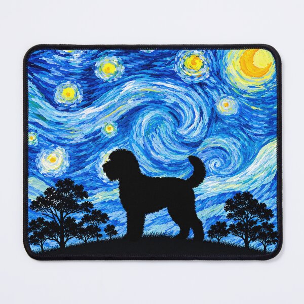 Item preview, Funny Whoodle Dog Starry Night Painting Moon Star Mom Dad Kids designed and sold by FurryHavenPH.