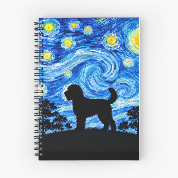 Item preview, Funny Whoodle Dog Starry Night Painting Moon Star Mom Dad Kids designed and sold by FurryHavenPH.