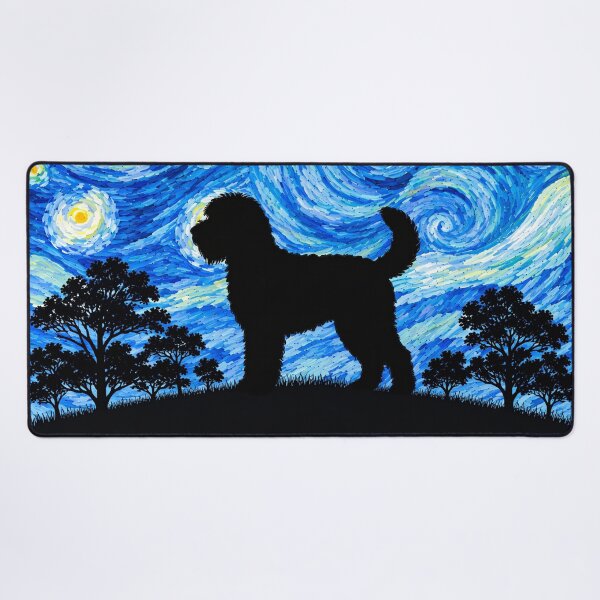 Item preview, Funny Whoodle Dog Starry Night Painting Moon Star Mom Dad Kids designed and sold by FurryHavenPH.