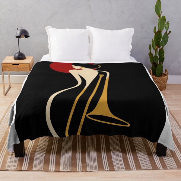 Item preview, Art Deco Trombone Lady – Minimalist Jazz Music Illustration designed and sold by Studio pod Burom.