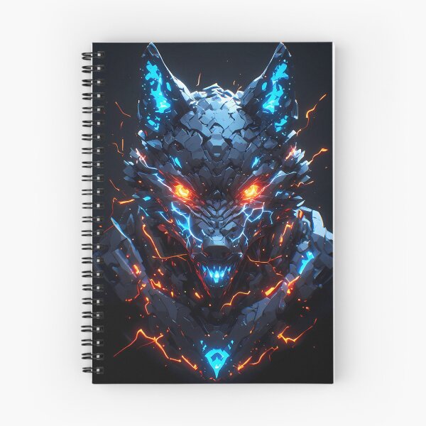 Item preview, Cyber Wolf – Blue Orange Techno Beast Dark Fantasy Art designed and sold by FusionCipher.
