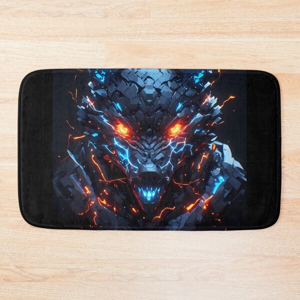 Artikelvorschau, Cyberwolf – Blau-oranges Techno-Biest, düstere Fantasy-Kunst entworfen und verkauft von FusionCipher.