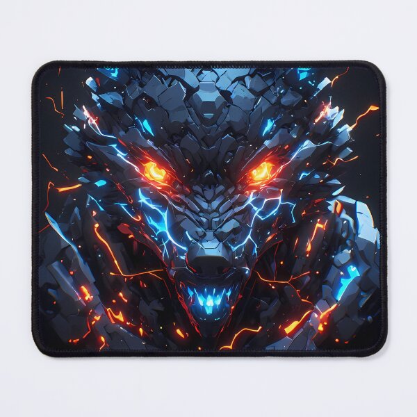 Item preview, Cyber Wolf – Blue Orange Techno Beast Dark Fantasy Art designed and sold by FusionCipher.