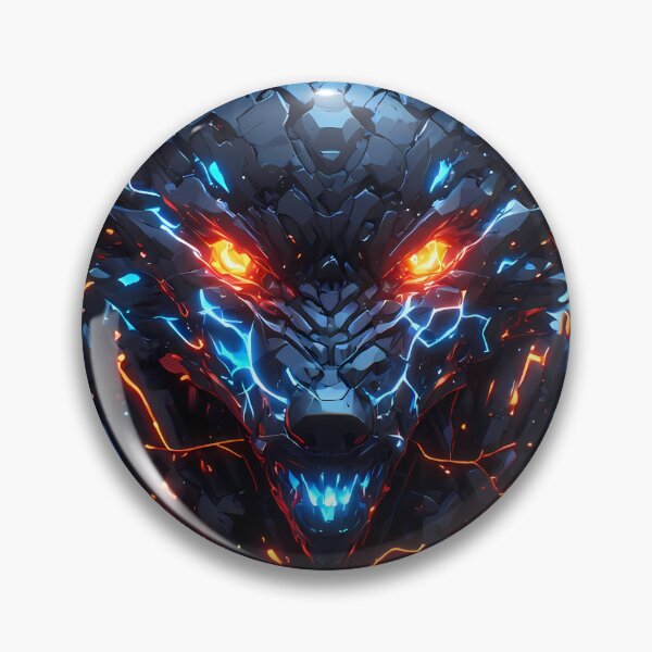 Item preview, Cyber Wolf – Blue Orange Techno Beast Dark Fantasy Art designed and sold by FusionCipher.