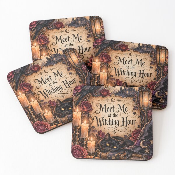 Item preview, Meet Me at the Witching Hour – Gothic Raven, Black Cat & Haunted Castle designed and sold by blankTeeShirt.