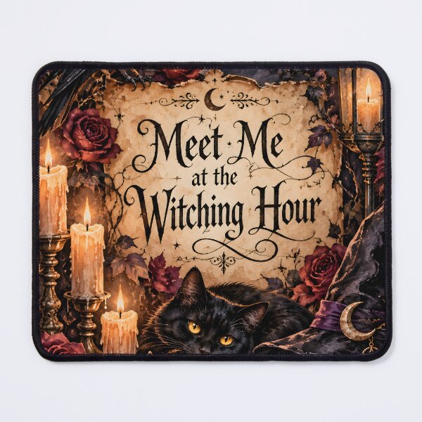 Item preview, Meet Me at the Witching Hour – Gothic Raven, Black Cat & Haunted Castle designed and sold by blankTeeShirt.