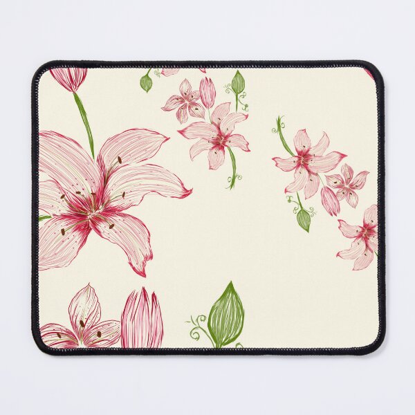 Item preview, Crimson Stargazer Lily Stream – Hand-Drawn Floral Pattern designed and sold by Arabesque.fromSadia.