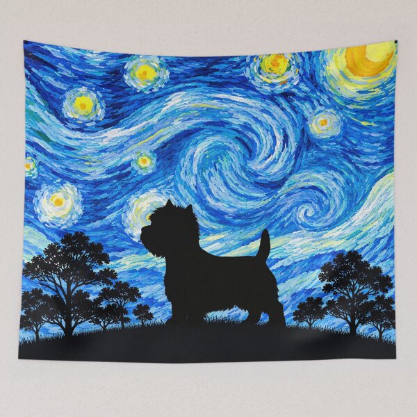 Item preview, Funny West Highland White Terrier Westie Dog Starry Night Painting Moon Star Mom Dad Kids designed and sold by FurryHavenPH.