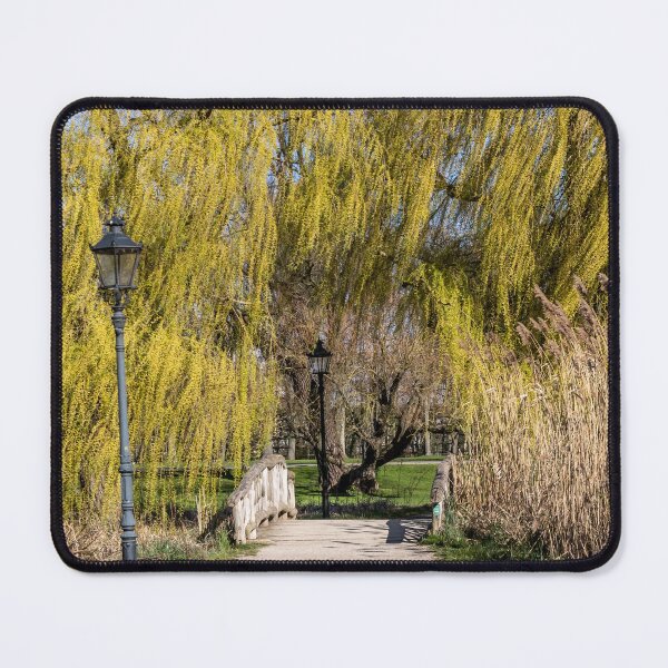 Item preview, Weeping willow in spring – Romantic park with lanterns designed and sold by Nicole Bleck.