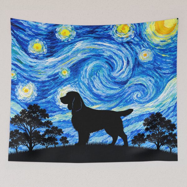 Item preview, Funny Welsh Springer Spaniel Dog Starry Night Painting Moon Star Mom Dad Kids designed and sold by FurryHavenPH.